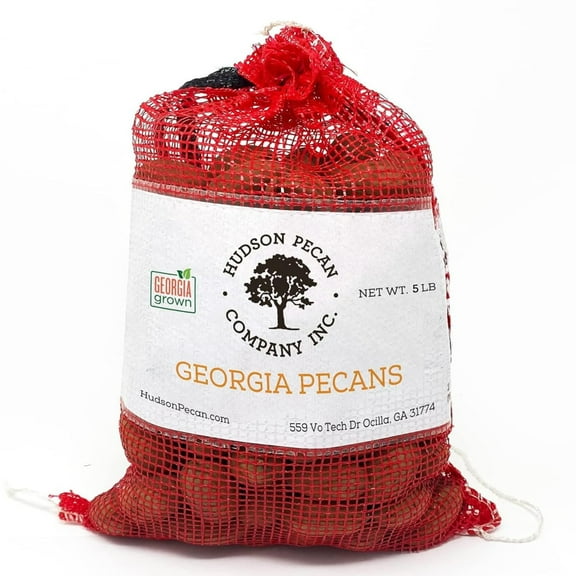 HUDSON PECAN: Georgia Grown GGA1 Pecans, Classic In-Shell. Premium Southern Unshelled Nuts. Slightly Sweet Flavor (Gluten-Free, Kosher, Keto Snack, Salad Topping or Baking Ingredient), 5lb Bag