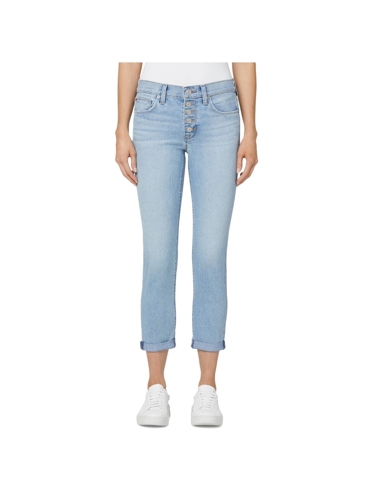 HUDSON Womens Blue Denim Pocketed Button Fly Mid rise Slim