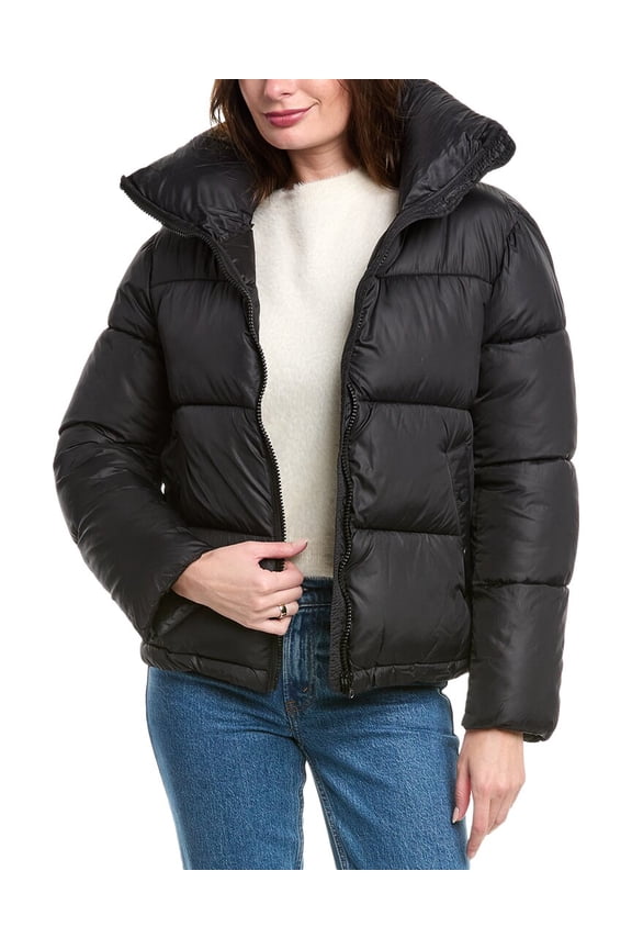 womens Jeans Lightweight Puffer Coat, l, Black