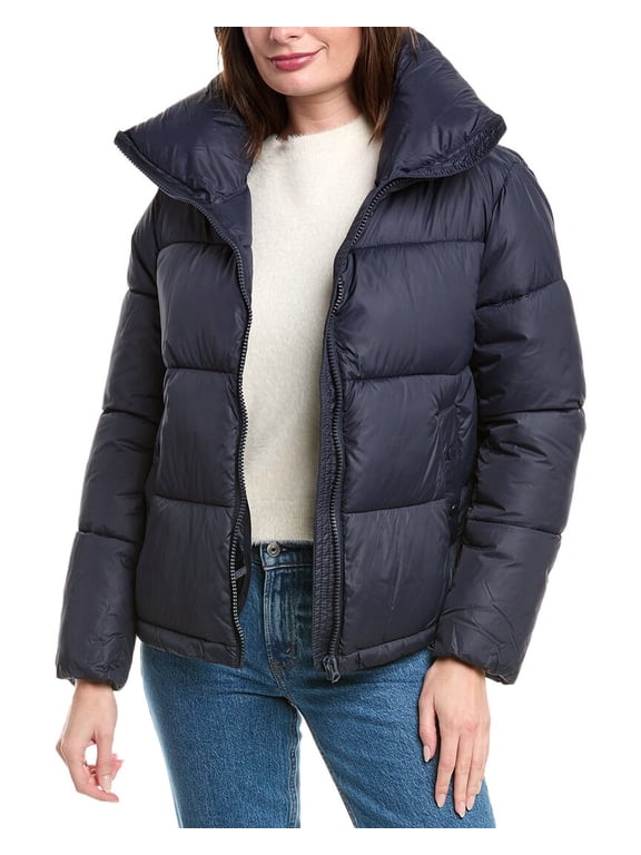 womens Jeans Lightweight Puffer Coat, l, Blue