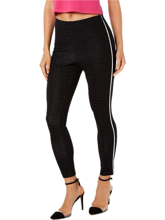 Pin-Dot Knit High-Waist Cropped Skimmer Leggings Black (Medium)