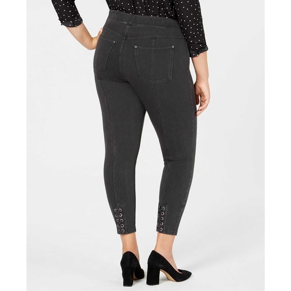HUE Plus Size Lace-Up Microsuede Skimmer Leggings (Dark Gray, 1X)