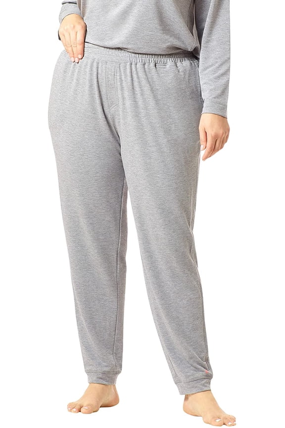Plus Size Solid Cuffed Lounge Pants with Pockets Medium Grey Heather 3X US Womens 24W/26W