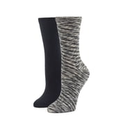 HUE Womens Dyed Boot Socks 2 Pair Pack, Black Space Dye/Black, One Size