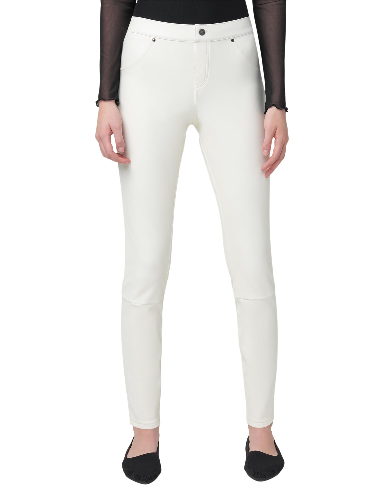 HUE Women's Faux Leather Leggings, Star White