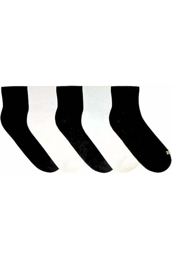 Women's Mini Crew Cotton Blend Socks, Black & White, 5 pairs, One Size