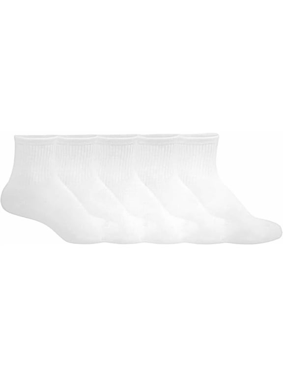 Women's Mini Crew Socks, 5 Pairs, White, One Size