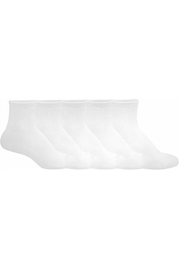Women's Mini Crew Socks, 5 Pairs, White, One Size
