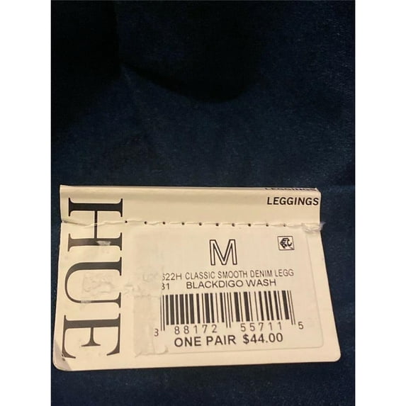 HUE Women's Original Smoothing Denim Leggings, BLACKDIGO WASH, M New with box/tags