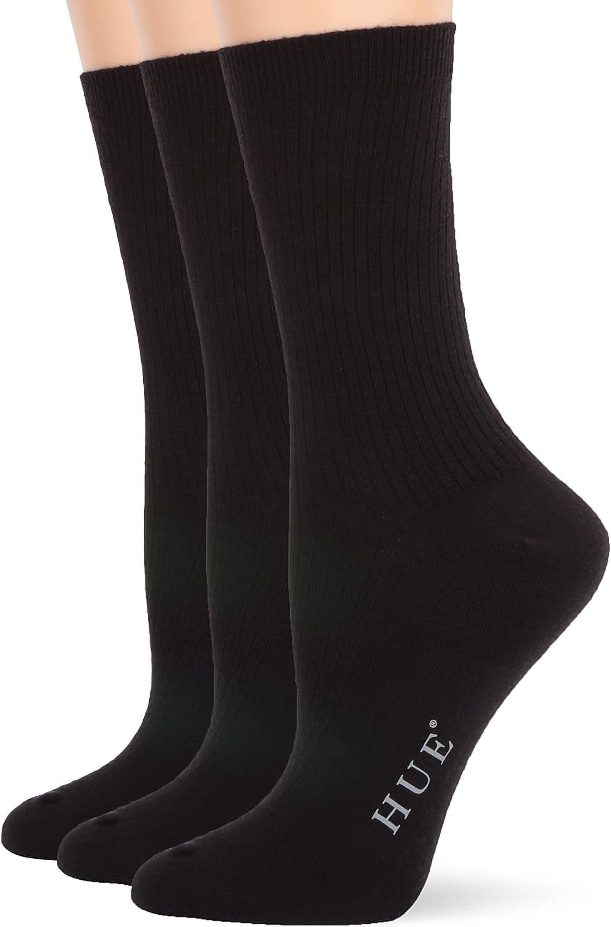 HUE womens Relaxed Top Crew Socks, 3 Pair Pack - Walmart