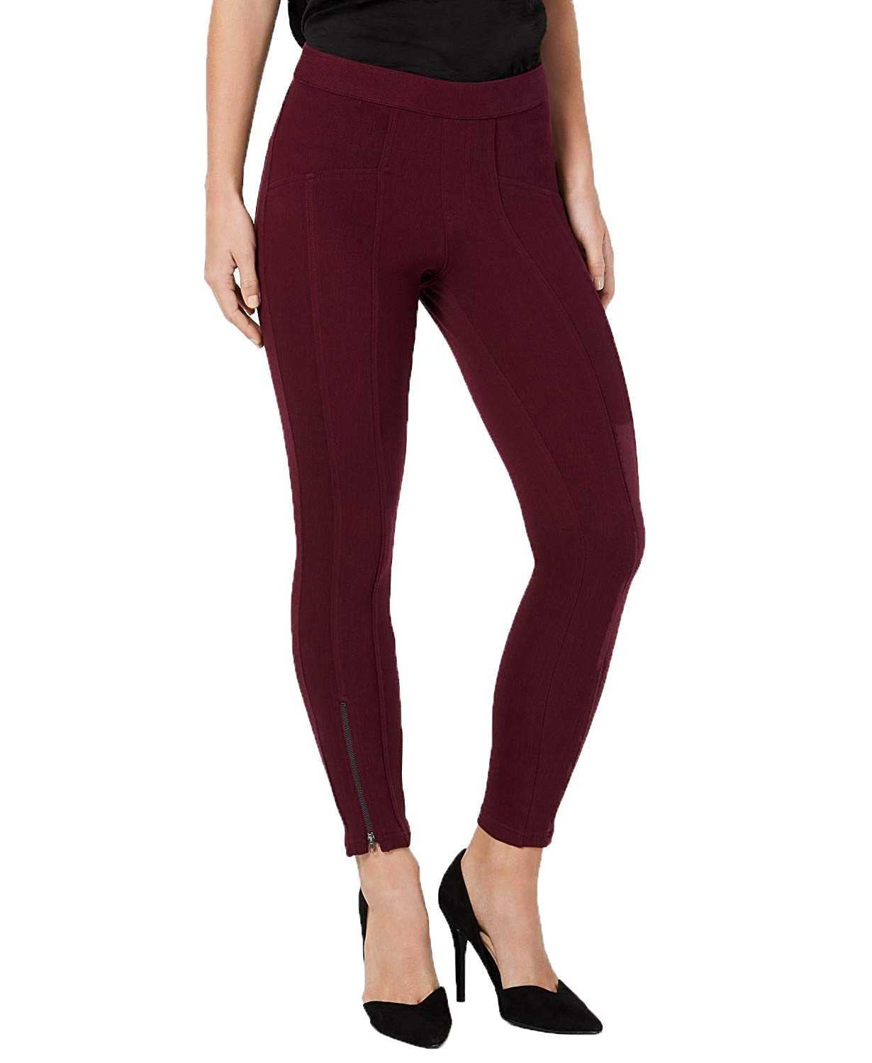 HUE Women's Seamed Zip Skimmer Leggings, Currant, Small 