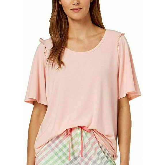 HUE Women's Short Sleeve Ruffle Flounce Pajama Sleep Tee, Blossom, Medium - NEW