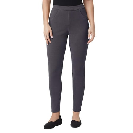 HUE Women's Soft Twill Jean Style Leggings, Charcoal