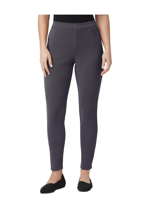Women's Soft Twill Jean Style Leggings, Charcoal