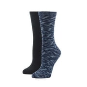 HUE Women's Space Dyed Boot Socks 2 Pair Pack Denim/Black