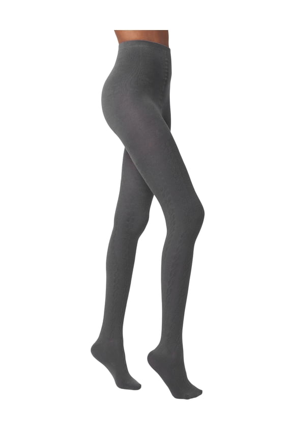 Women's Sweater Tights, Grey Cable, Medium-Large