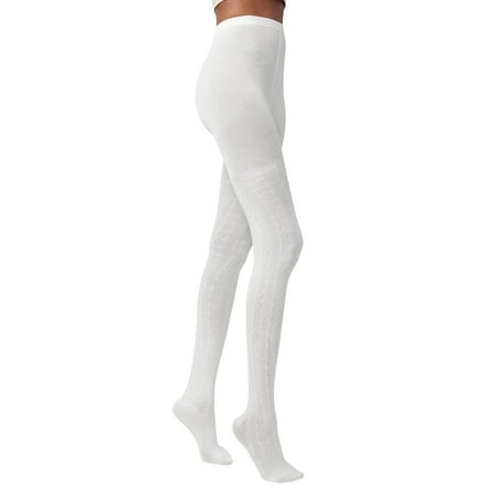 HUE Women's Sweater Tights, New Ivory Cable, Small-Medium