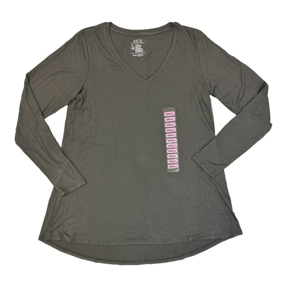 HUE Women's Ultra Soft Long Sleeve V-Neck High-Low Legging Tee