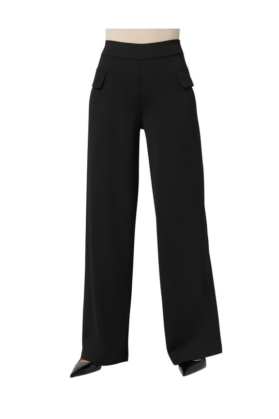 Women's Wide Leg Ponte Pull On Pant Black Medium M