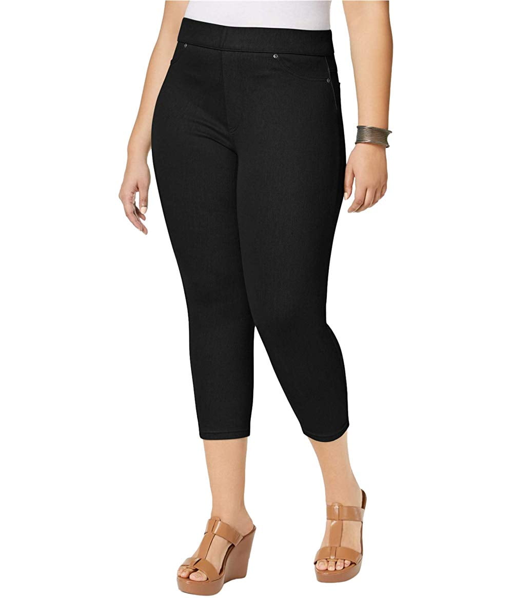 HUE Womens Original Casual Cropped Pants black 3X/24 - Plus Size