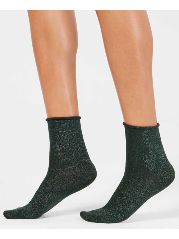 Womens Shortie Roll Top Socks, Green, One Size