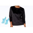 thumbnail image 1 of HUE Womens Sueded Fleece Top,Black,Small, 1 of 1