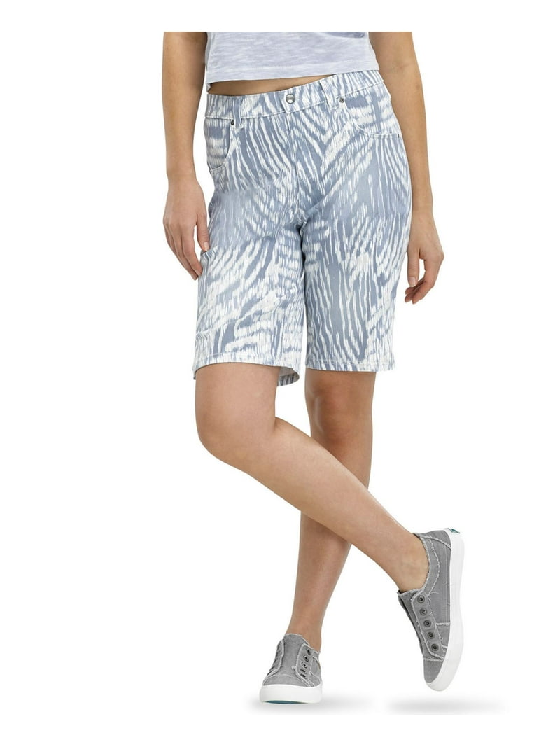 HUE Womens Ultra-Soft Denim Ikat Zebra Bermuda Shorts