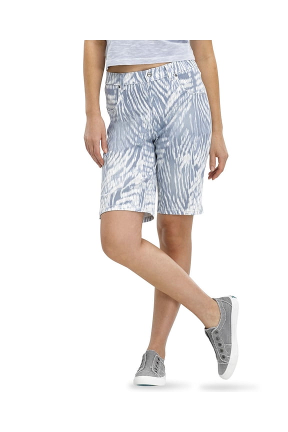 Womens Ultra-Soft Denim Ikat Zebra Bermuda Shorts