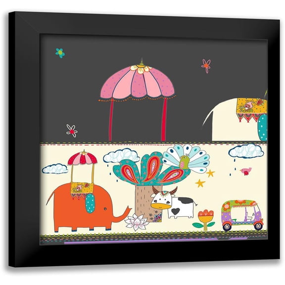 HUE and MI and Sangita 15x15 Black Modern Framed Museum Art Print Titled - Travel To India