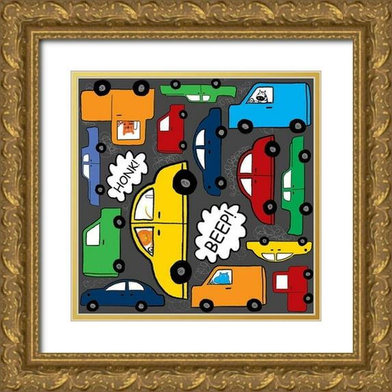 HUE and MI and Sangita 15x15 Gold Ornate Wood Framed with Double Matting Museum Art Print Titled - Its A Jungle Out There