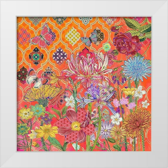 HUE and MI and Sangita 15x15 White Modern Wood Framed Museum Art Print Titled - Floral 1