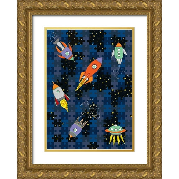 HUE and MI and Sangita 24x32 Gold Ornate Wood Framed with Double Matting Museum Art Print Titled - A Peice Of Space