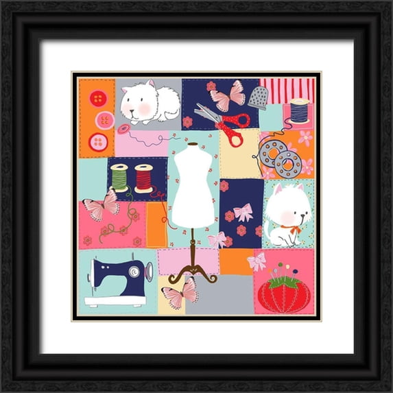 HUE and MI and Sangita 26x26 Black Ornate Wood Framed with Double Matting Museum Art Print Titled - I Love My Craft