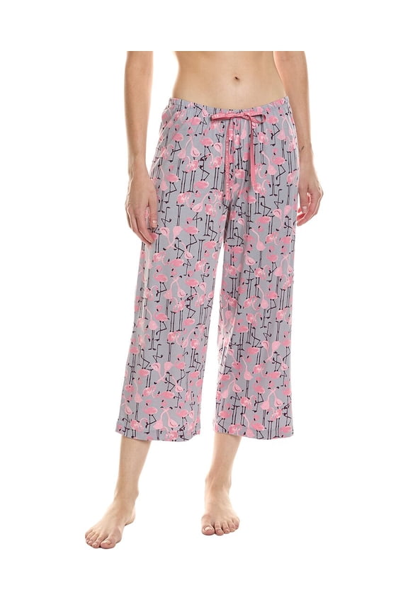 womens Flamingo Strut Pajama Capri, l, Gray