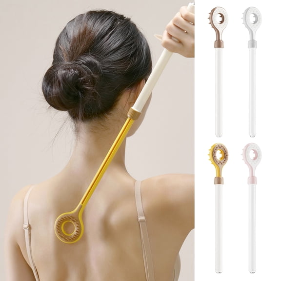 HUEPOE Extendable Back Scratcher Portable Hard-to-Reach Areas Double-sided Telescoping Handle Back Scratcher Magnetic Rolling Bead Acupoint Massager Tools