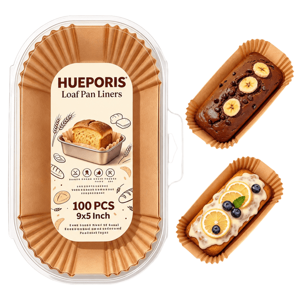 HUEPORIS Loaf Pan Liners 100PCS, 9x5 Inch Non-Stick Parchment Paper Liners, Pre-Formed Bread Pan Liners for Baking Bread, Sourdough, Banana Bread