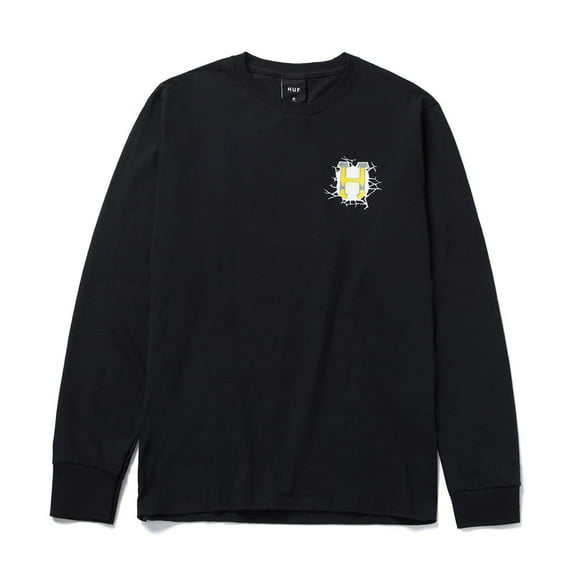 HUF Men's Giga Melted Long Sleeve Tee T-Shirt (Small, Black)