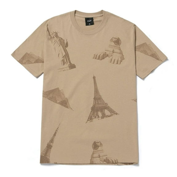 HUF Men's Landmarks Tee T-Shirt - Tan (Small)