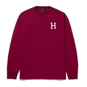 HUF Mens Monogram Classic H Long Sleeve Tee T-Shirt - Brick Small