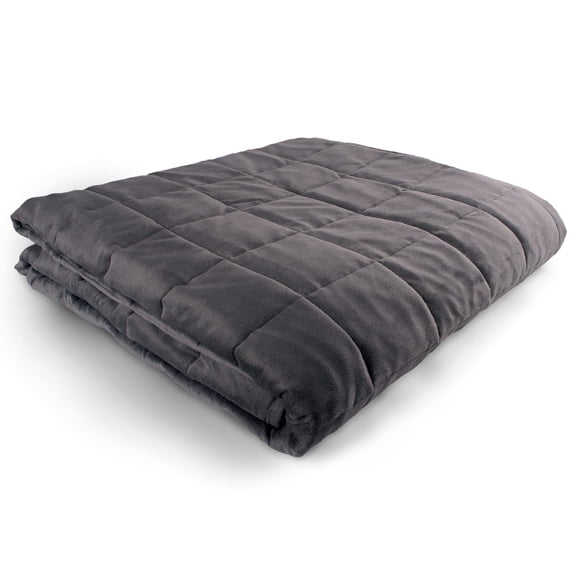 HUG BUD WEIGHTED BLANKET 90" X 90" 35-LBS NO COVER REQUIRED SILKY MINK - GREY
