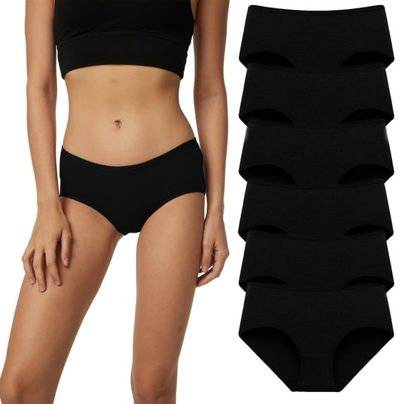 HUG YOURSELF Women's Cotton Underwear Soft Hipster Stretch Breathable Panties for Women,6 Pack(2XL,Black)