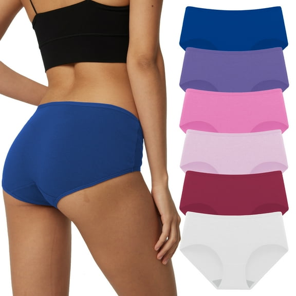 HUG YOURSELF Women's Cotton Underwear Soft Hipster Stretch Breathable Panties for Women,6 Pack(L,Lavender Grove)