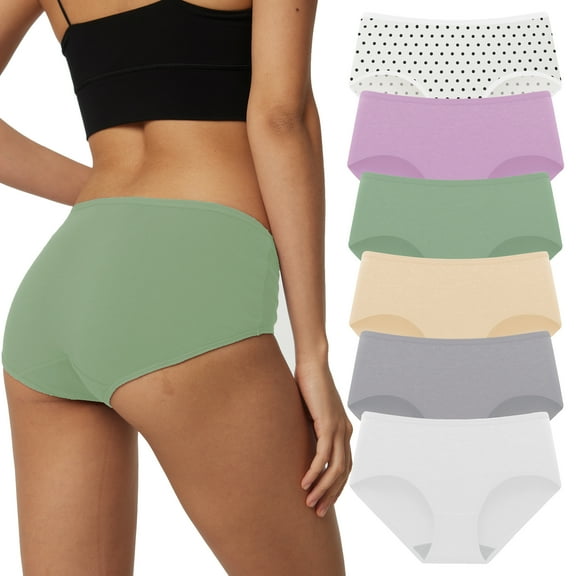 HUG YOURSELF Women's Cotton Underwear Soft Hipster Stretch Breathable Panties for Women,6 Pack(L,Royal Mist)