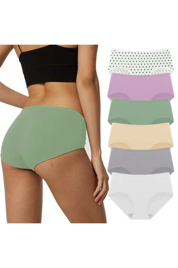 Women's Cotton Underwear Soft Hipster Stretch Breathable Panties for Women,6 Pack(L,Royal Mist)