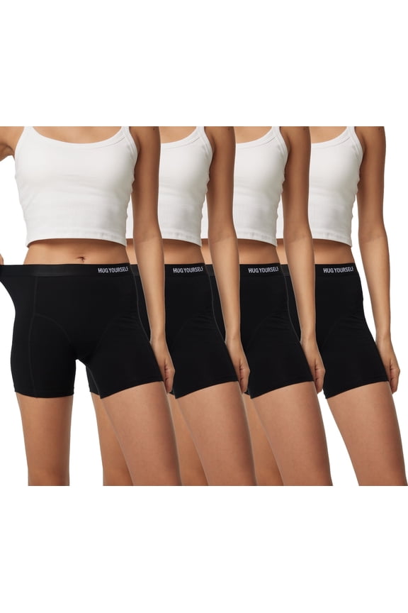 Women's Boyshorts Cotton Boxer Briefs Bike Shorts Underwear Panties for Ladies 4 Pack(L,Black)