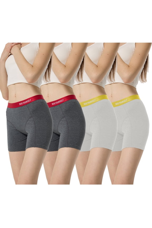 Women's Boyshorts Cotton Boxer Briefs Bike Shorts Underwear Panties for Ladies 4 Pack(S,Dark Gray/Light Gray)