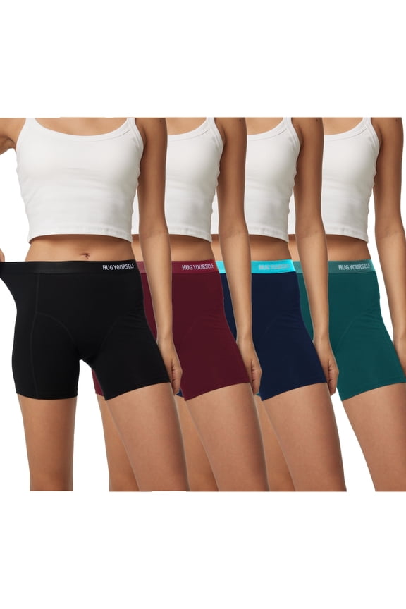 Women's Boyshorts Cotton Boxer Briefs Bike Shorts Underwear Panties for Ladies 4 Pack(XL,Dark)
