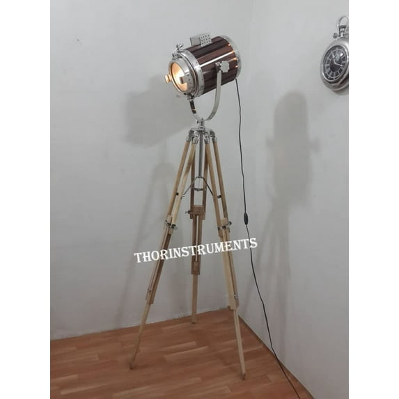 HUGE DESIGNER STYLE RETRO SPOT LIGHT FLOOR LAMP TRIPOD STAND SPOT SEARCH