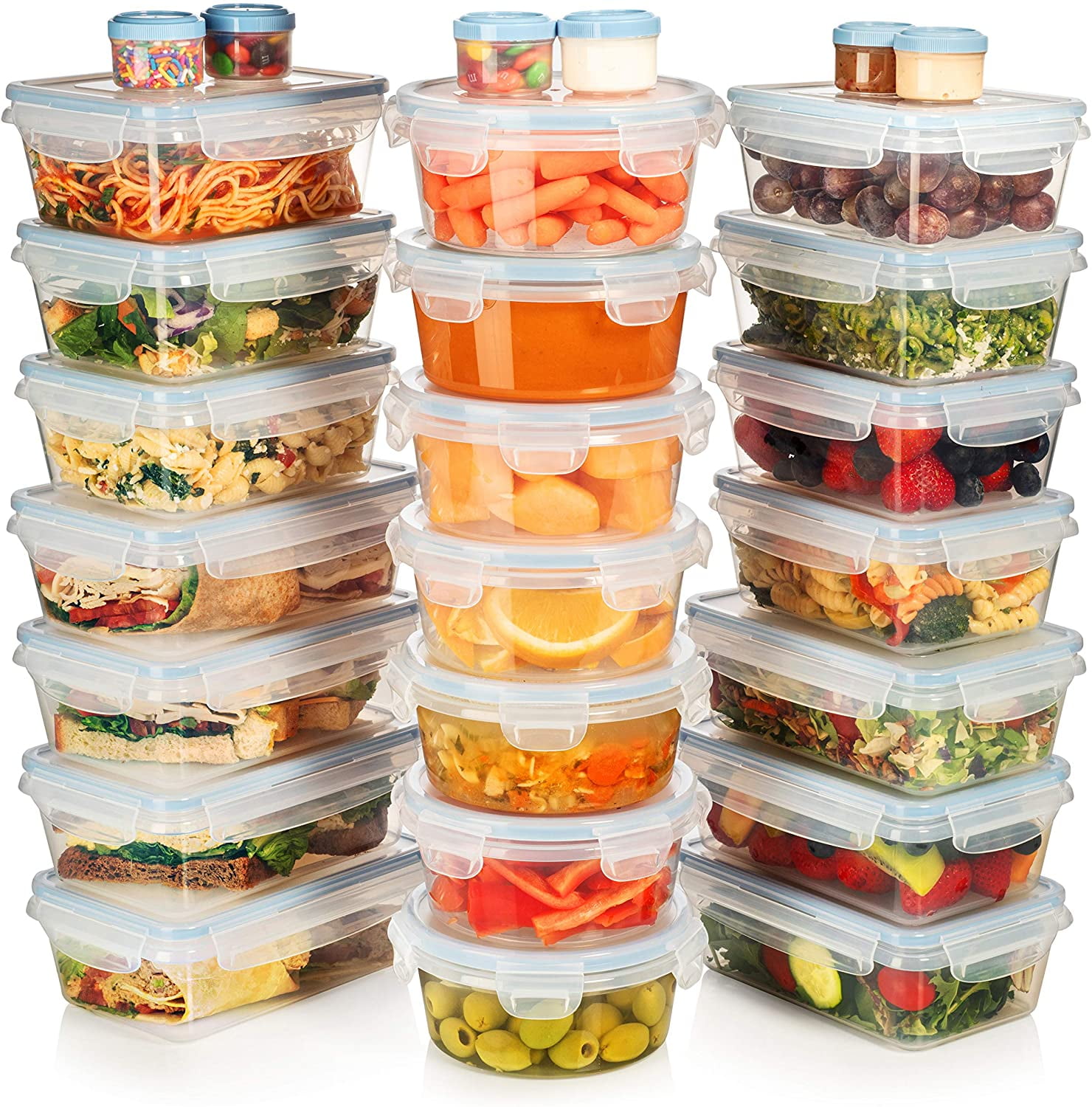 Shazo Huge Set 54 Pack Food Storage Containers with Airtight Lids, 27 containers+27 Lids, Meal Prep Snap Lids Lunch/Bento Box - BPA Free Freezer