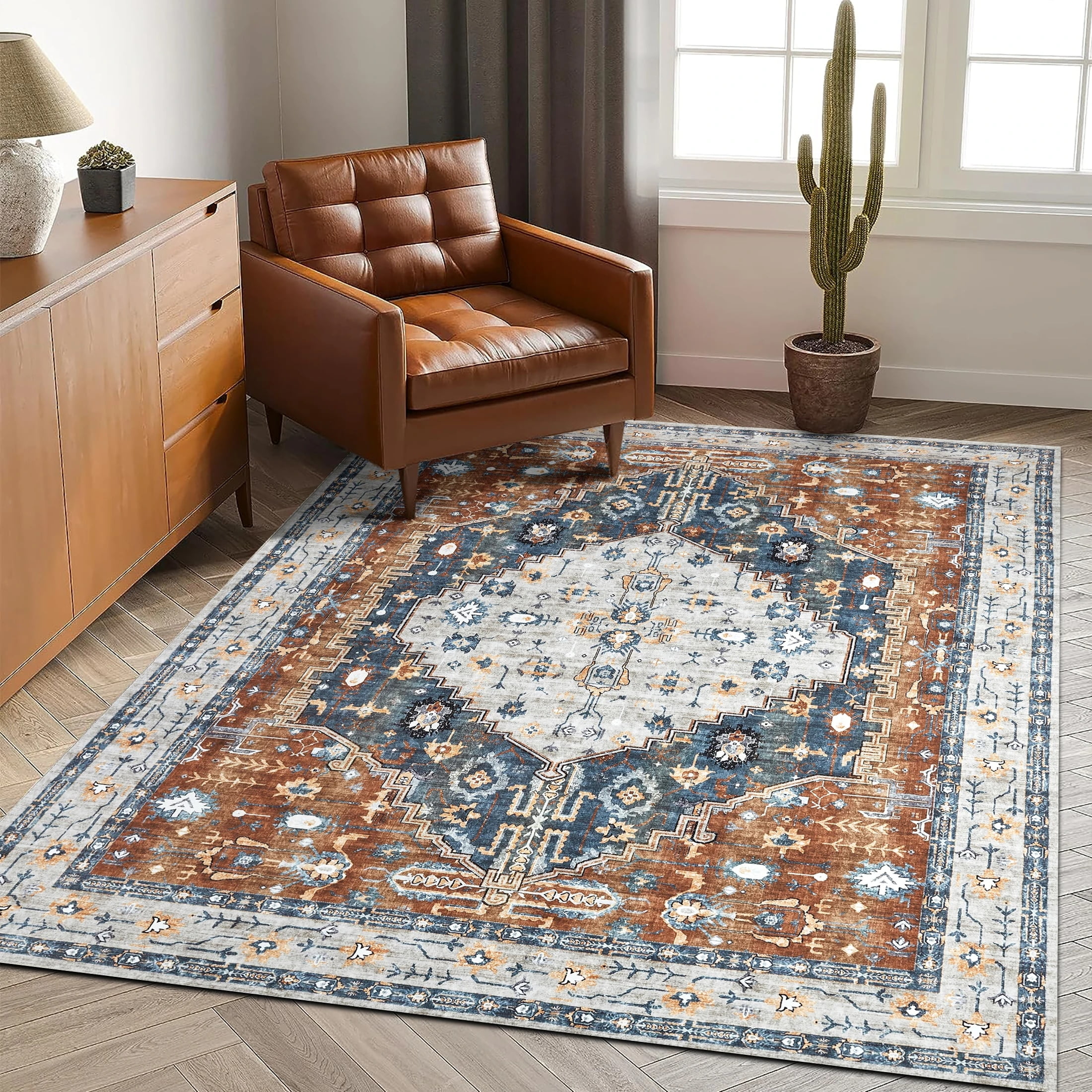 BERTHMEER 5'x7' Vintage Area Rugs for Living Room Bedroom,Dining Room